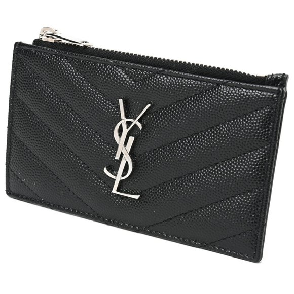 SAINT LAURENT Black Monogram Leather Wallet - Picture 1 of 9
